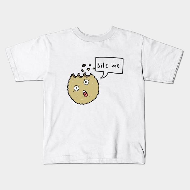 Bite Me Angry Foodie Heart Emotional Cute Funny Gift Sarcastic Happy Fun Introvert Awkward Geek Hipster Silly Inspirational Motivational Birthday Present Kids T-Shirt by EpsilonEridani